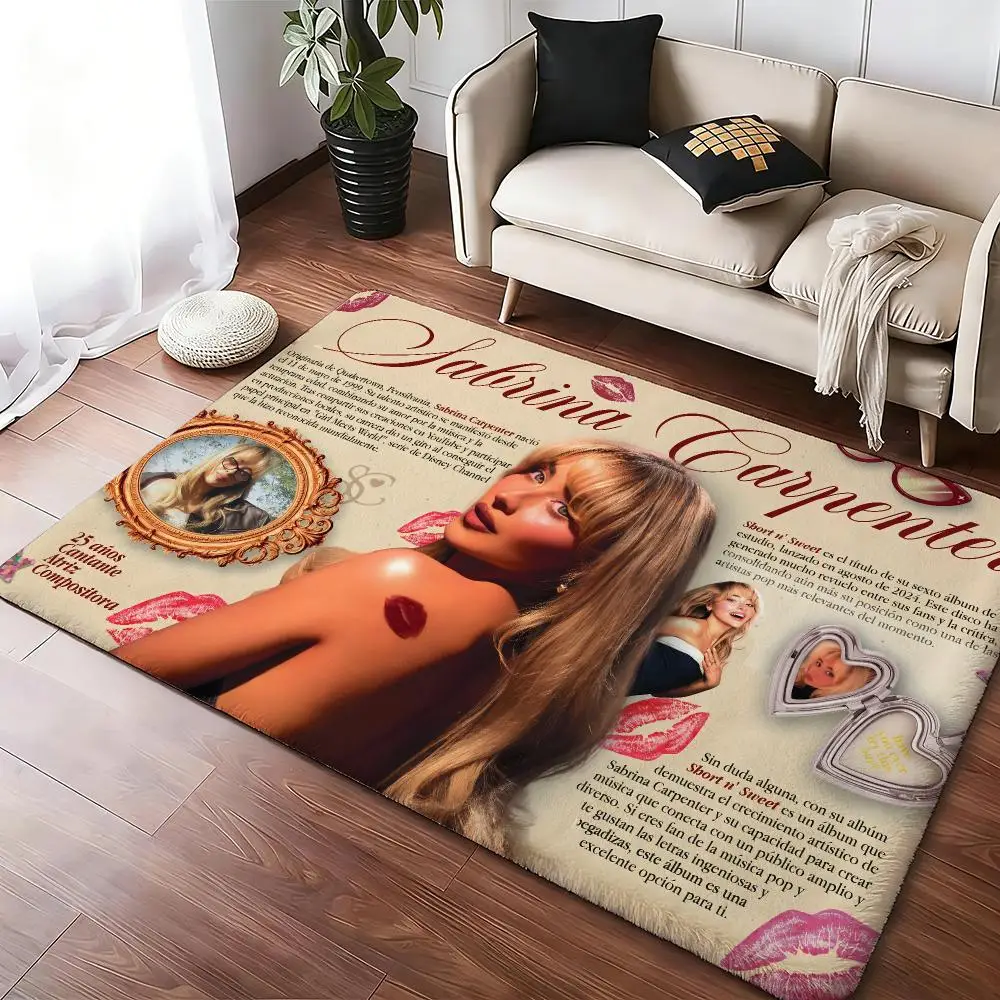 Singer S-Sabrina C-Carpenter Music Floor Mat Soft Thickened Non-Slip Bedroom Living Room Door Mat Home Decor Flannel Rugs