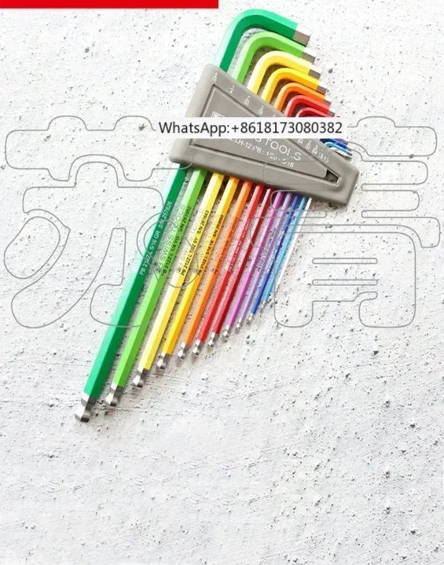 Extended Ball Head Rainbow Hexagonal Wrench PB 212. LH-5/6/10 RB