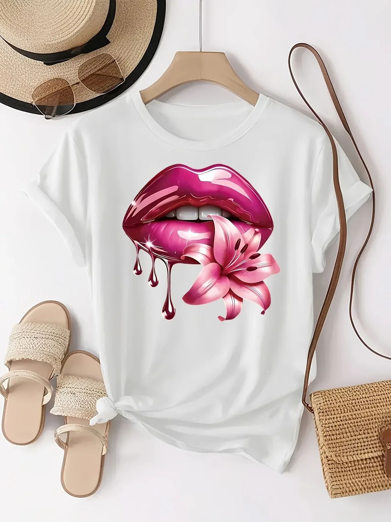 Cute Dachshund Dog Graphic Tee Sunglasses Sweater Short Sleeve Crewneck T-Shirt for Women Abstract Animal Pattern Summer Top