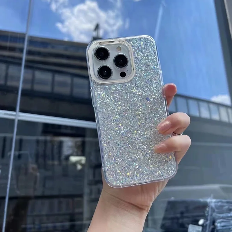 Flash Powder เหมาะสําหรับเคสโทรศัพท์ Apple 15 Pro Max ใหม่สําหรับ iPhone 16 Flash Glitter Premium Phone Case