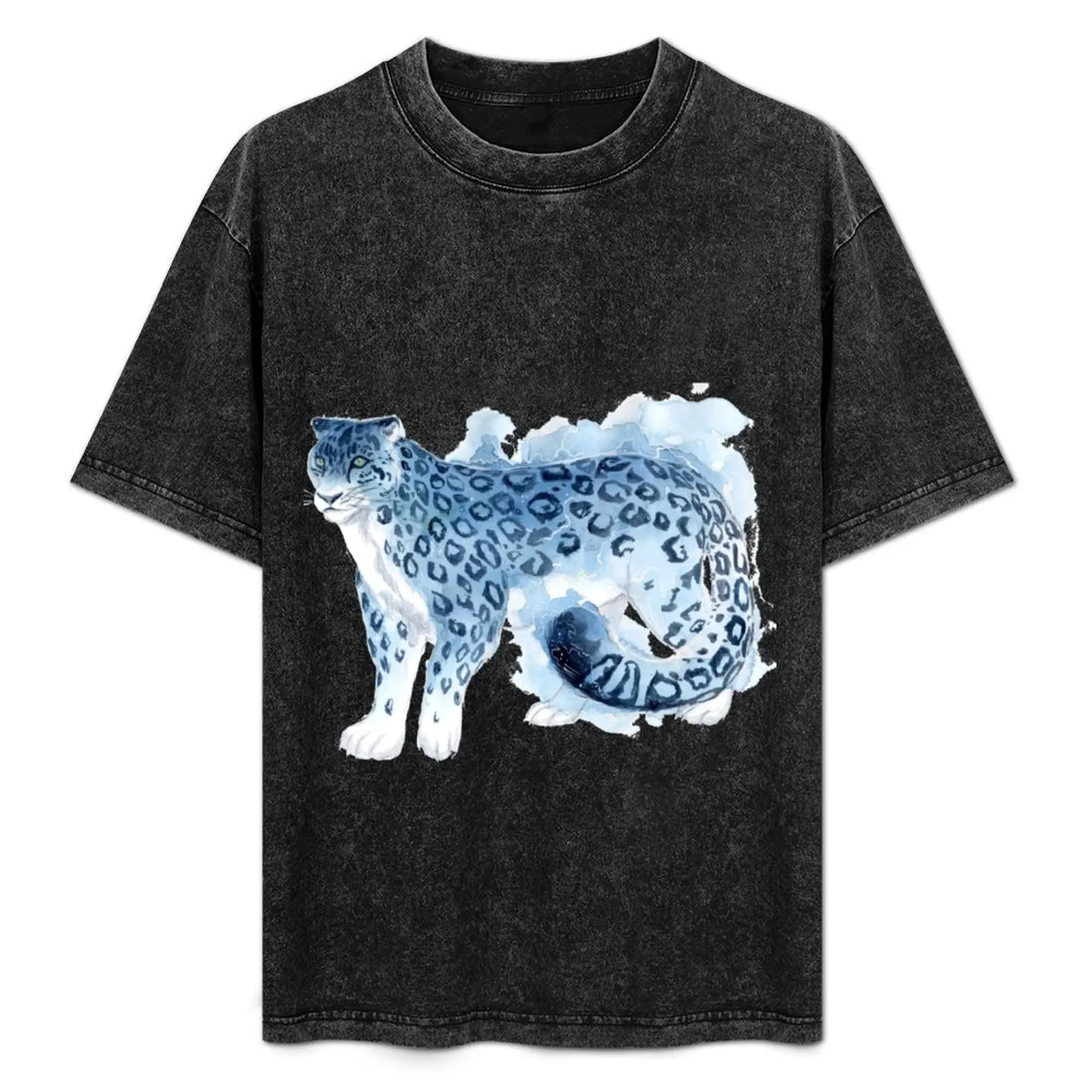 

Watercolor Snow Leopard T-Shirt Athletic Quick Dry T-Shirt for Men
