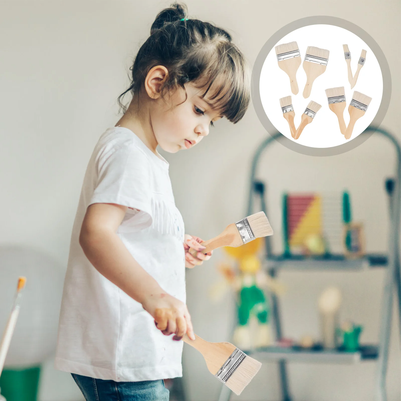 

8 шт., набор кистей для рисования, шерстяная щетина, деревянная ручка, прочные кисти для рисования мебели, настенные художественные дверные подставки для рисования