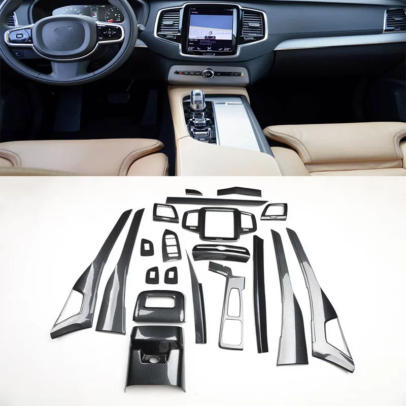 Image of Innen Zubehör Für Volvo XC90 2015-2023 ABS Getriebe Shift Panel fenster Schalter abdeckung Tür Griff Panel Vorne hinten AC Outlet