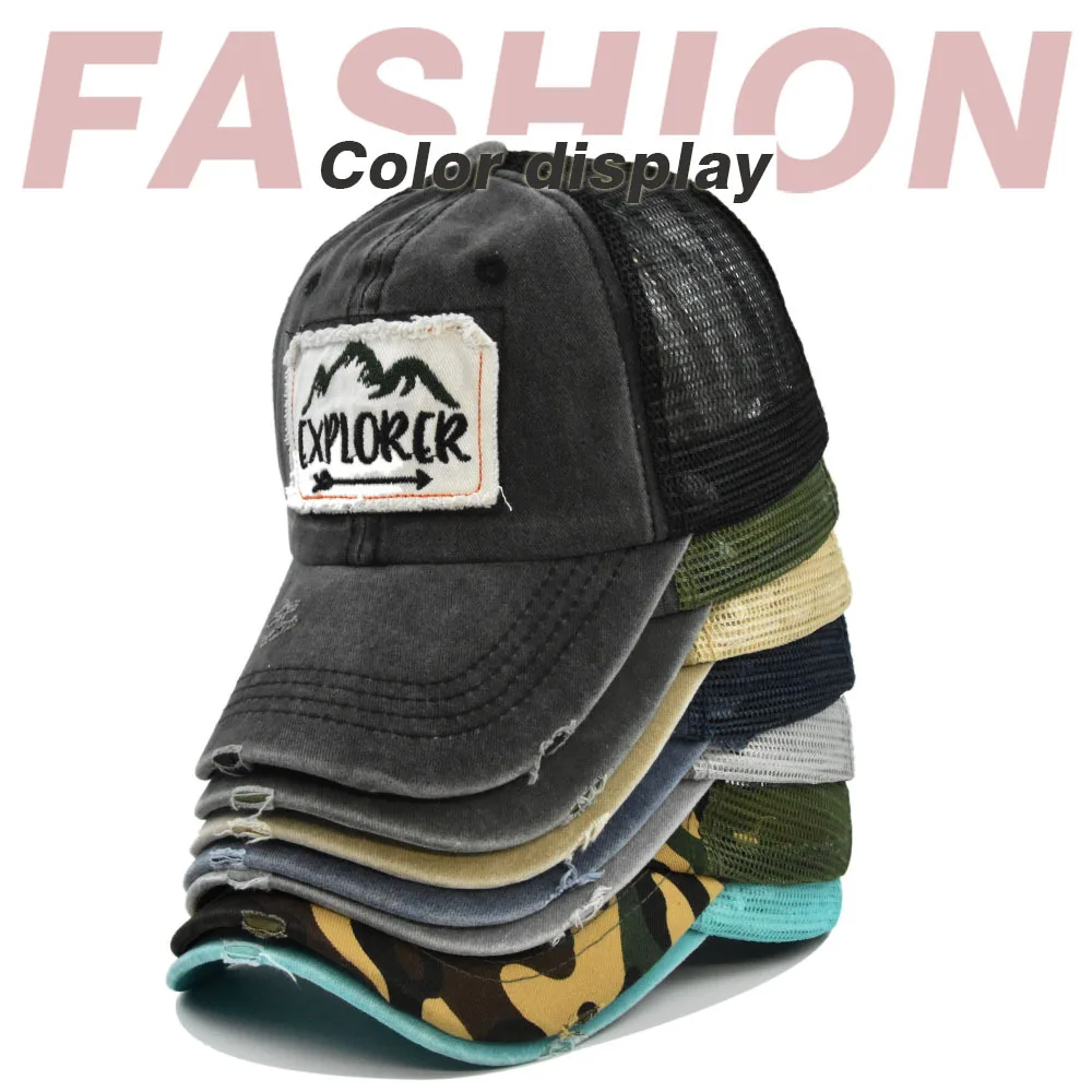 Nowa czapka outdoorowa dla mężczyzn i kobiet Prosta naszywka z literą Czapka z daszkiem Letnia moda Streetwear Mesh Trucker Hat