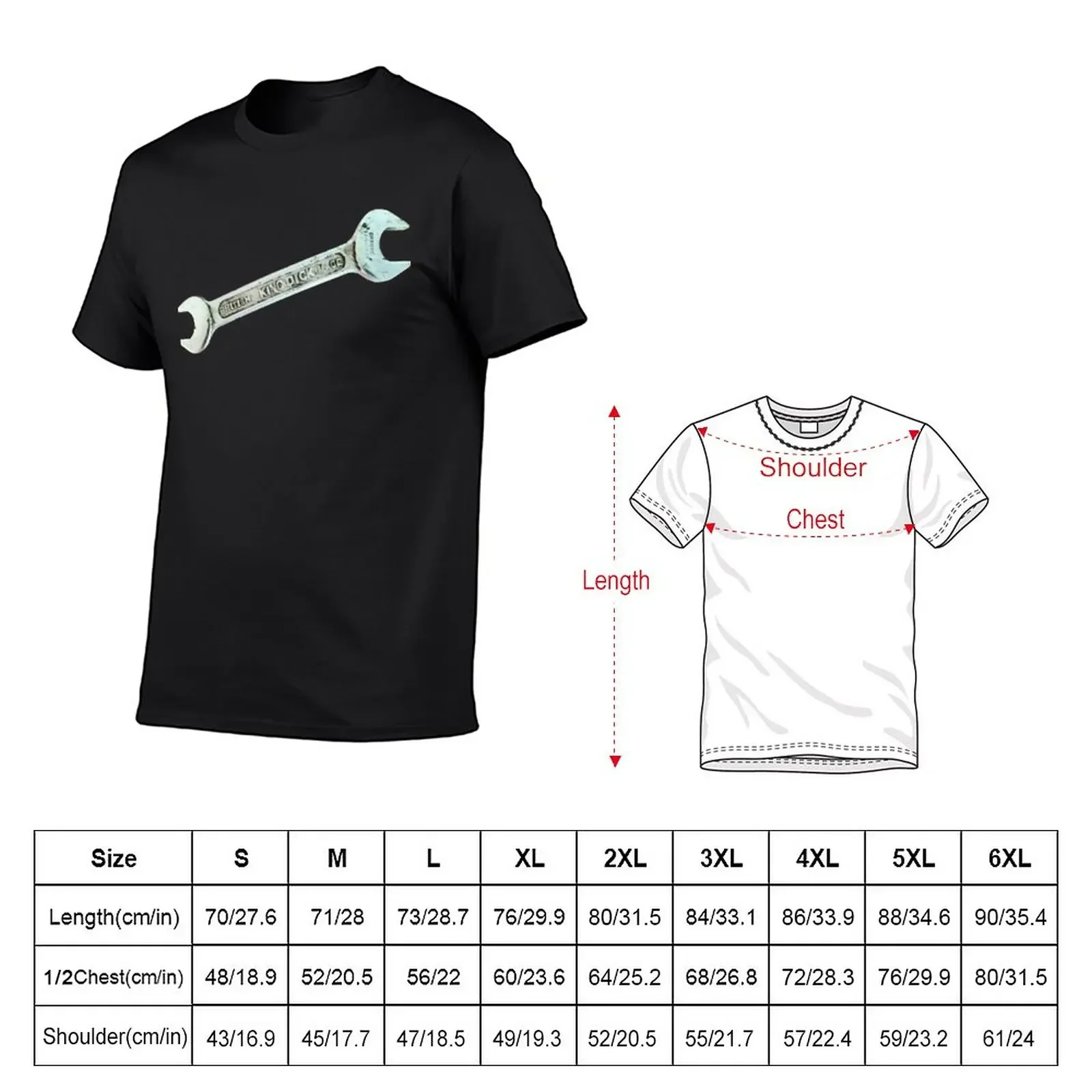 New King Dick Spanner Tool T-Shirt baggy shirts blacks Men's clothing