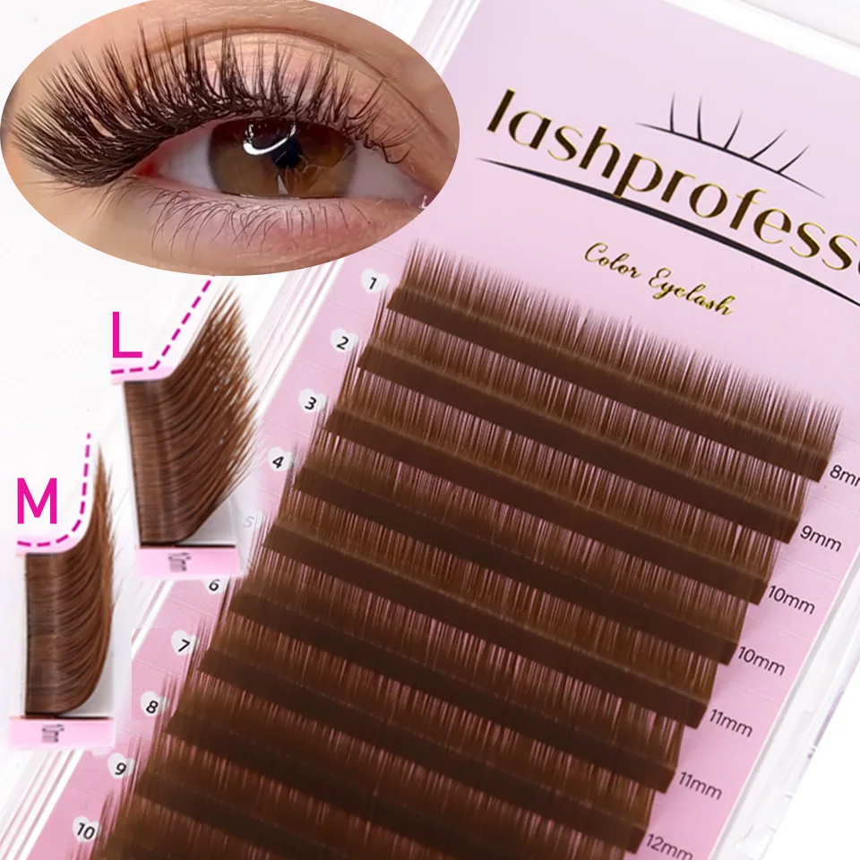 Brown Cashmere Russian Volume Eyelash Extensions Tray J C CC D DD L M Curl Brown Classic Individual Eyelashes Natural Color Lash