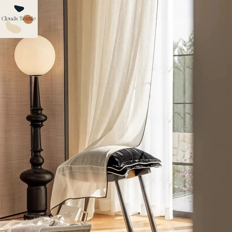 

Custom Size！！Modern Elegant Black-edged Cream Linen Atmosphere Fashion Curtains for Living Dining Room Bedroom Decor Window