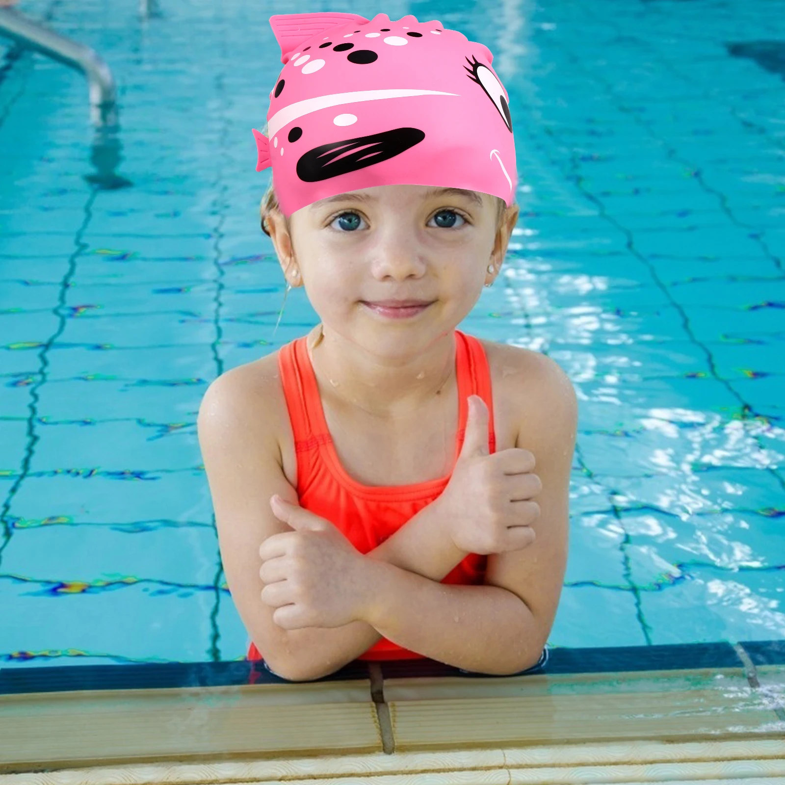 

Silicone Swim Cap for Cartoon Fish Design Durable Comfortable Lightweight Swimming Accessory Beach Pool Swim Cap