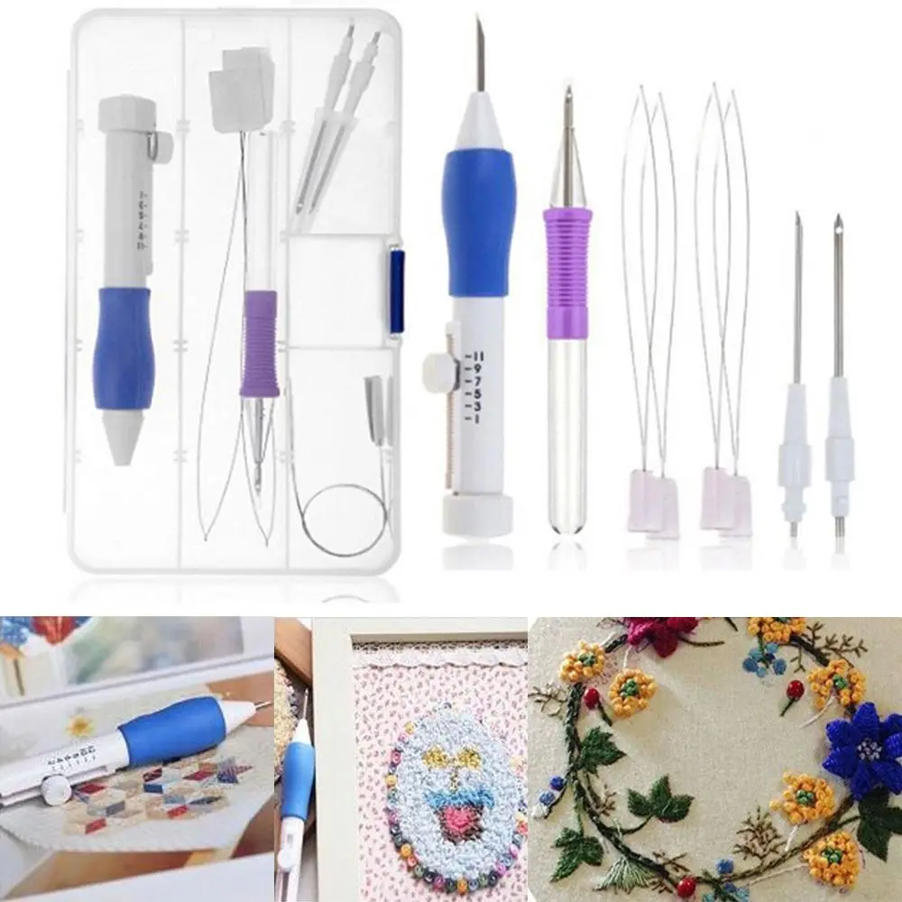 9 sztuk/pudło haft Punch Needle Kit magiczny haft gwintowniki końcówka igłowa tkania szwy narzędzie Knitting akcesoria do szycia