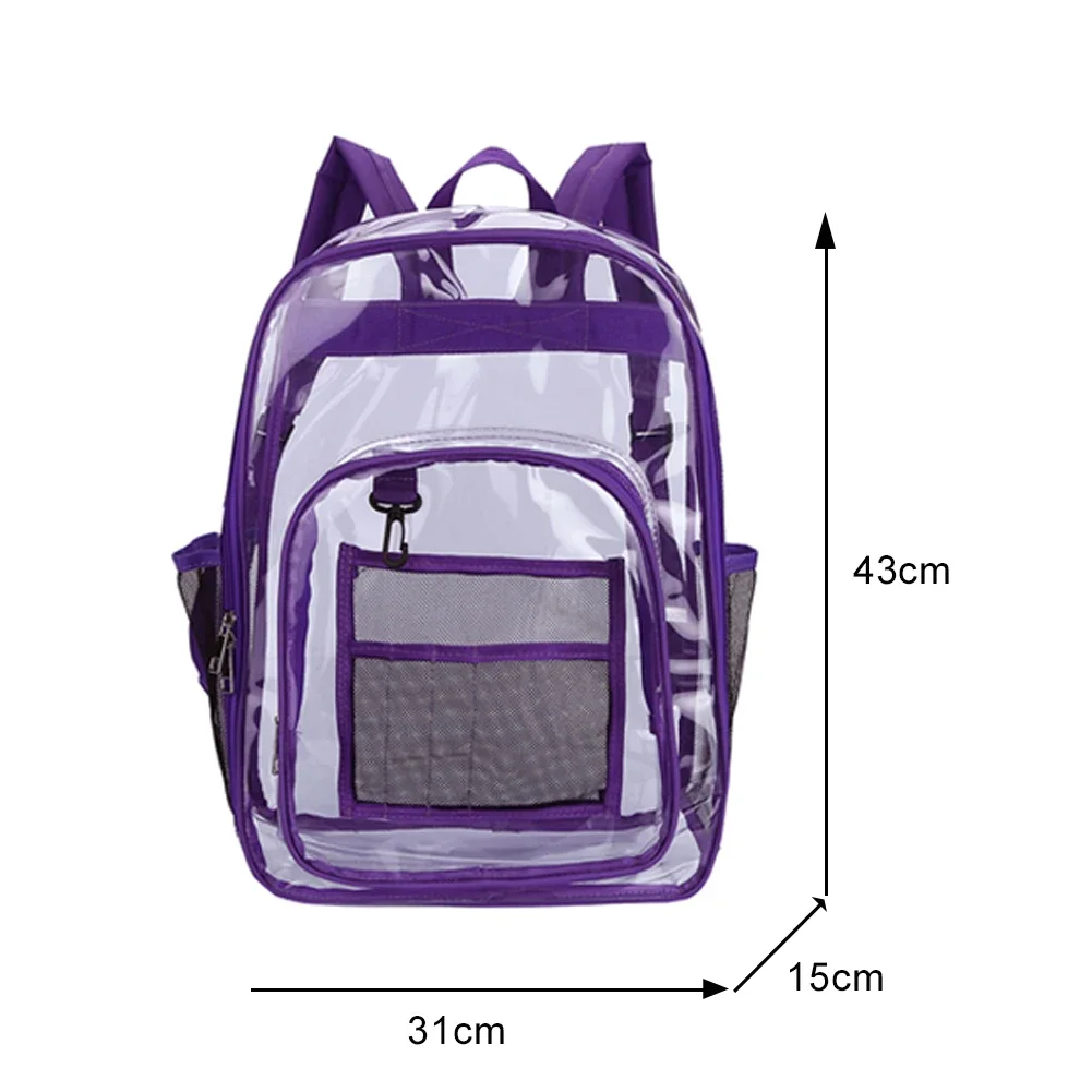 Mochila de PVC transparente para homens e mulheres, mochila escolar clara, mochilas aprovadas para adolescentes, estudantes