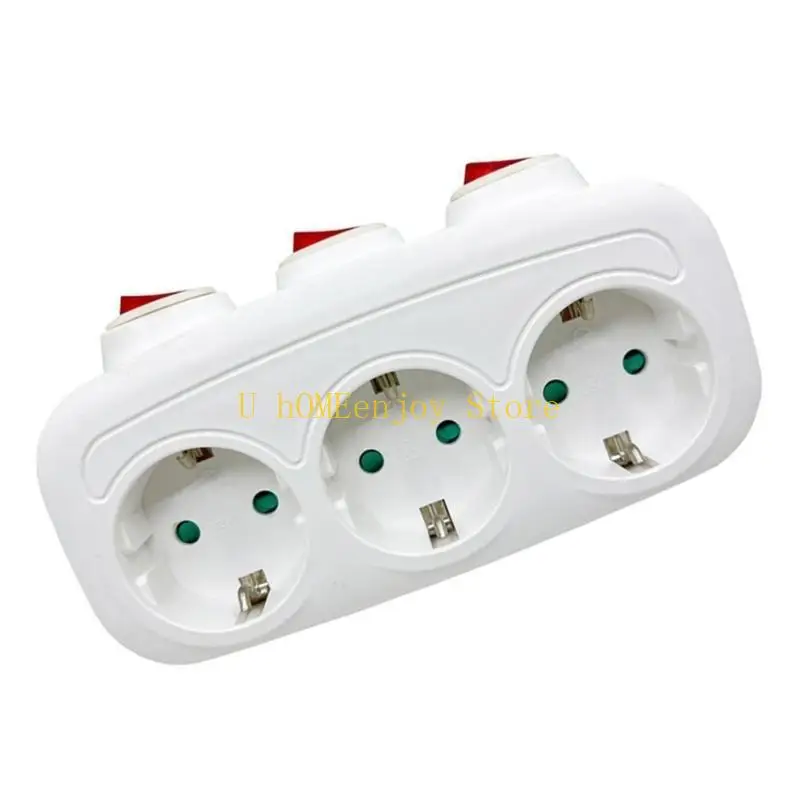 B0KF 1 To 3 Power Adapter With Separate Switches For Energy Management Efficiently In Various Setting German Socket Converter