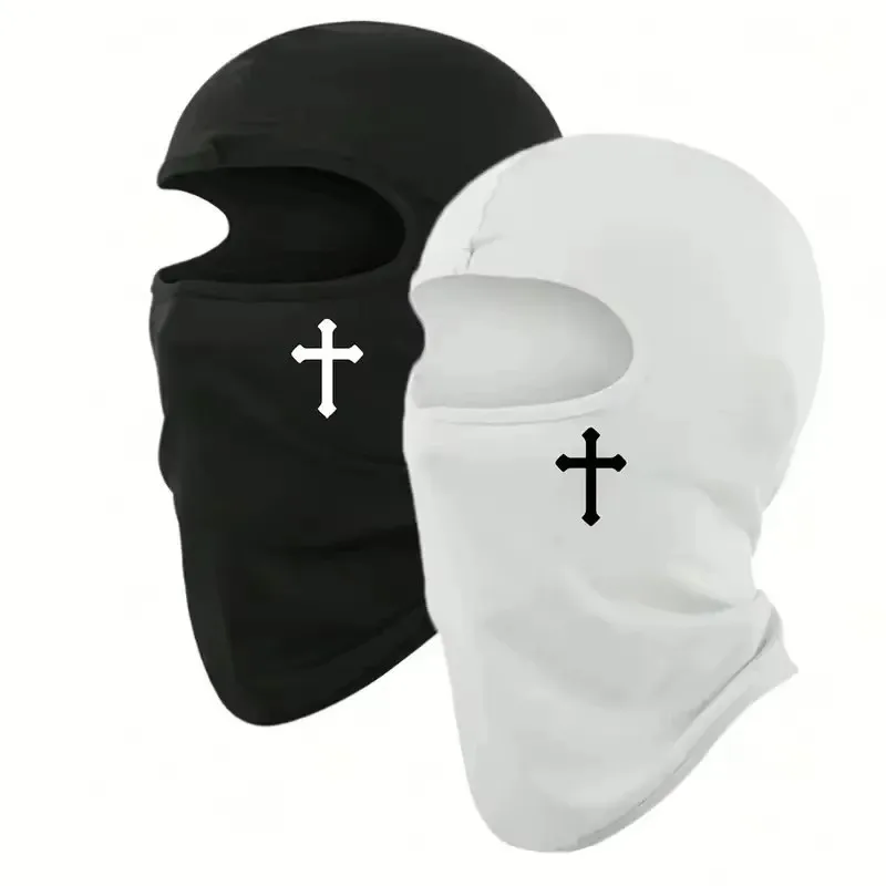 Breathable Black Cross Balaclava Caps for Men Face Ski Mask Beanie Four Seasons Bicycle Hiking Outdoor Sports Tool Bonnet