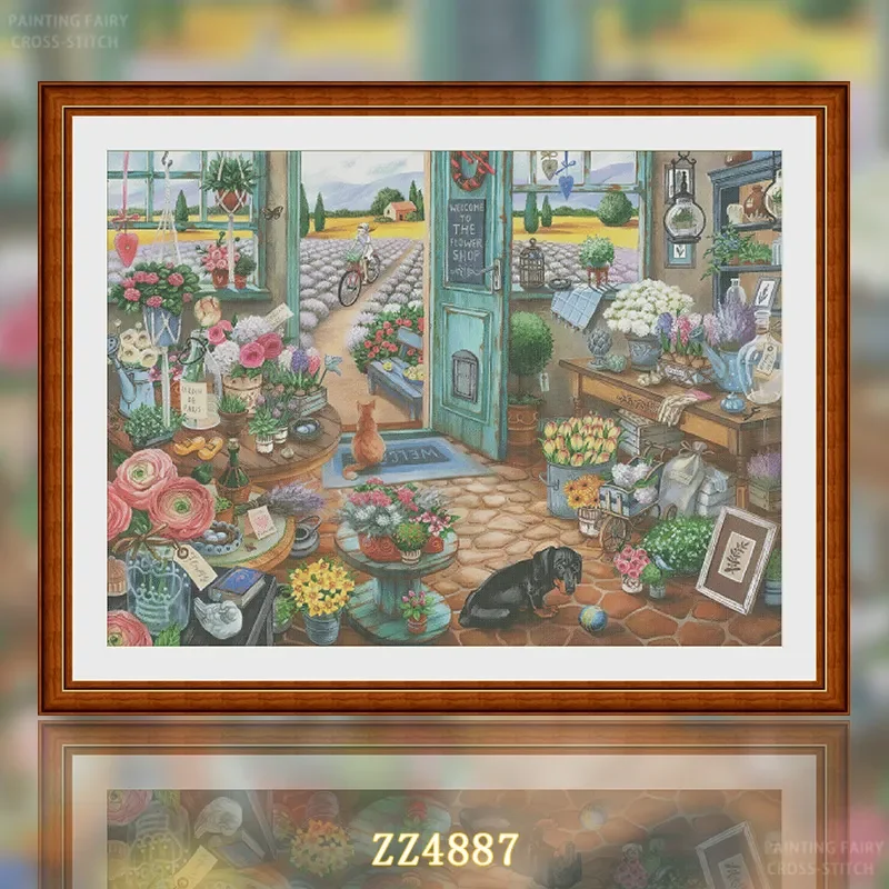 [ZZ4887-Model meets flower field for the first time] Cross Stitch Hand Embroidery Kit 14CT 16CT, Cotton Thread Set