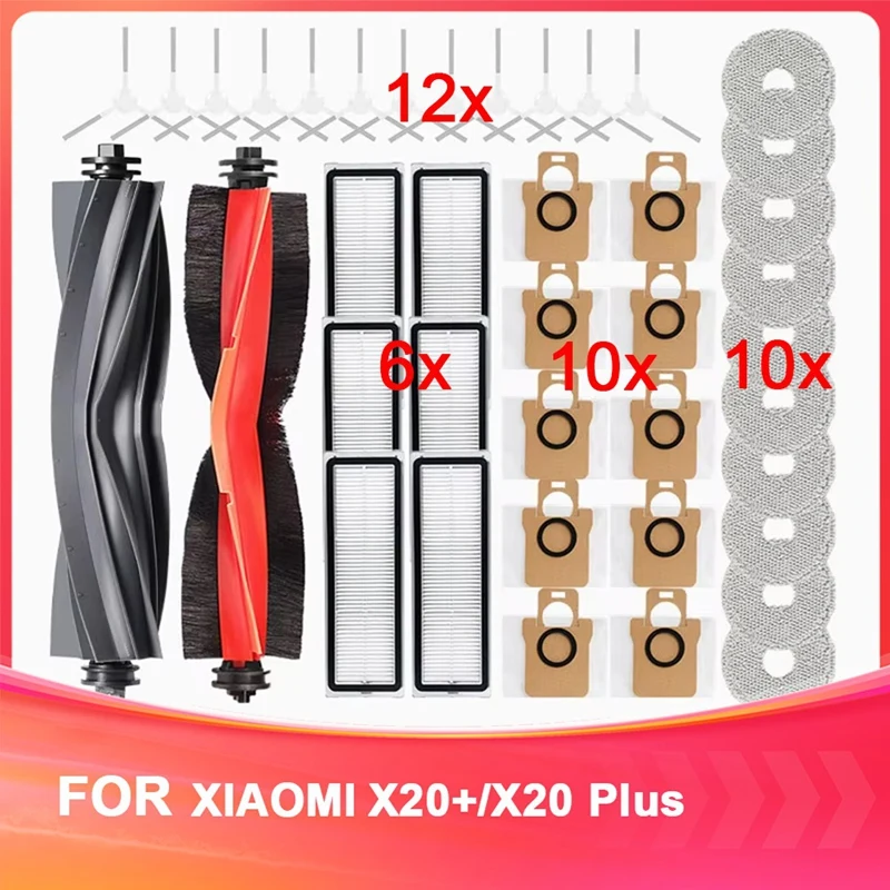 For Xiaomi X20+/X20 Plus Parts Accessories Main Side Brush Hepa Filter Mop Cloth Dust Bag Replacement