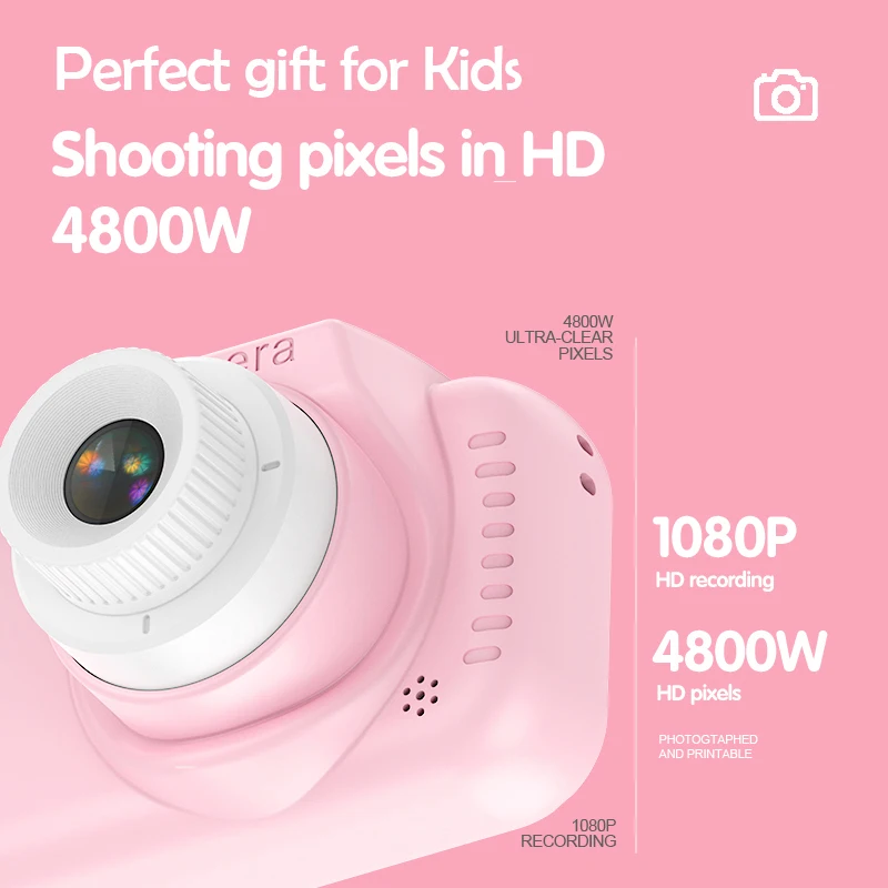 X7 2.0 Inch HD 4800W Dual Lens Mini Cartoon SLR Digital Kids Instant Camera Toy for Children 3 to 6 Birthday Gifts