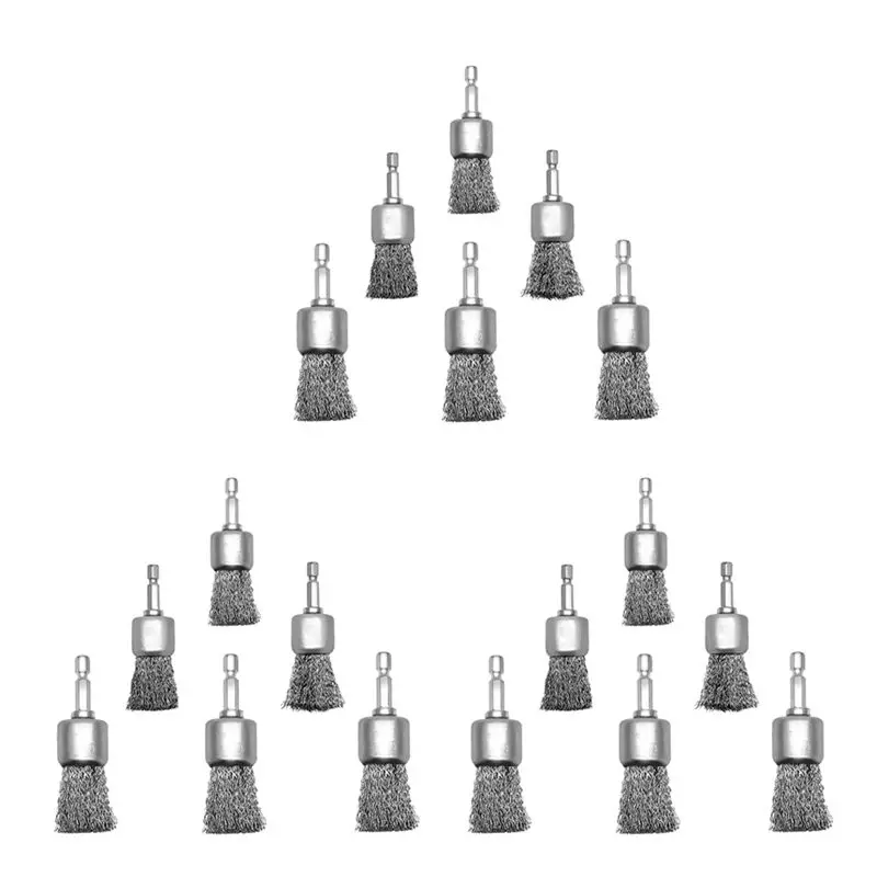 ABVG-18 Pack Wire Brush Wheel For Drill 1-Inch Crimped End Wire Brushes 1/4Inch Hex For Paint-Surface And Small Spaces