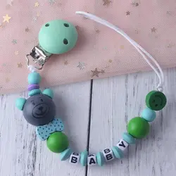 Clip per ciuccio con nome personalizzato fatto a mano Porta capezzoli Ciondolo in silicone BPA gratuito Personalizza cavo per tettarella Catena fittizia Regalo per doccia