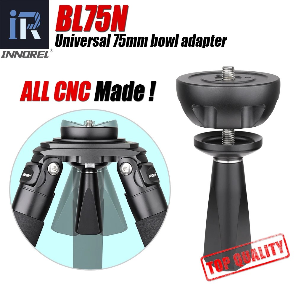 

BL75N 75mm Universal Aluminum Alloy Bowl Adapter Half Ball Flat to Tripod Bowl for Tripod Fluid Head DSLR Camera All CNC Made