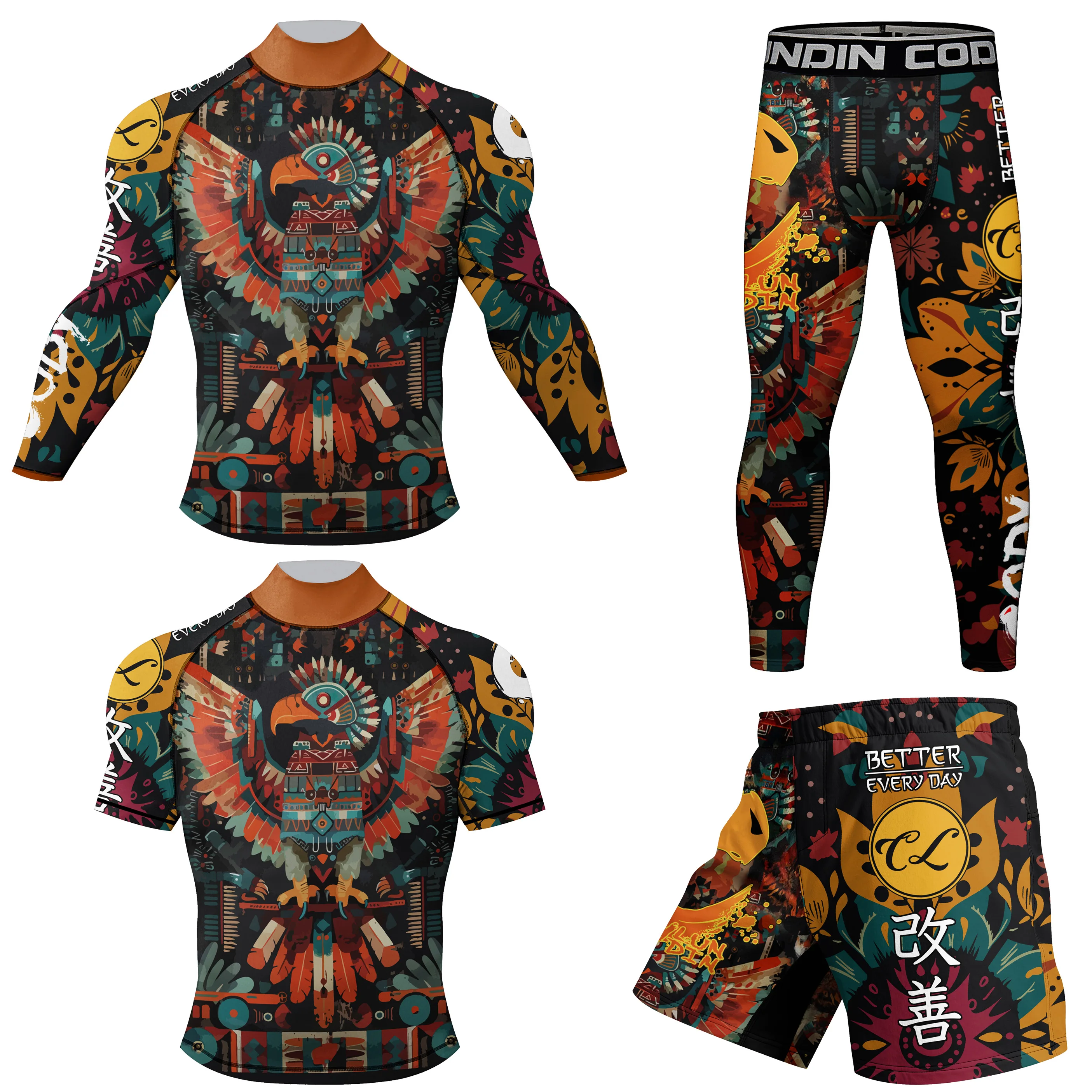 Rubber Anti Cody Lundin Mma Rash Guard Kick boxing Muay Tait Shorts Jogging Box Sportsuit Rushguard For MenT shirt +Pants Sets