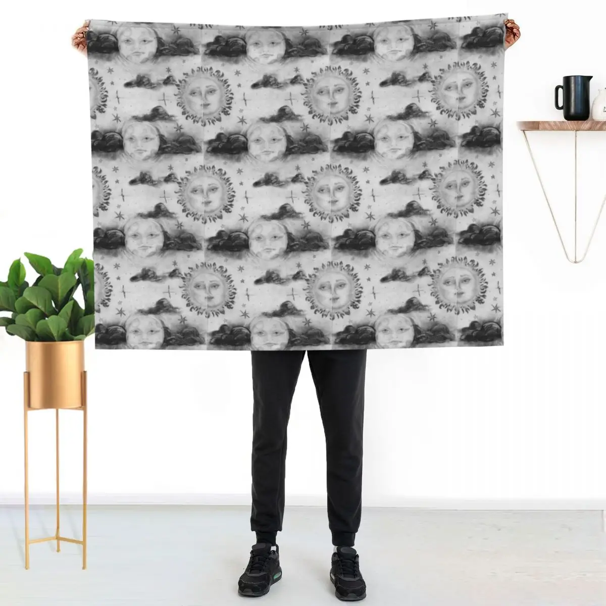 Moon and Sun Throw Blanket Hairy christmas decoration Picnic Sofa Quilt Hairys Cute Blankets