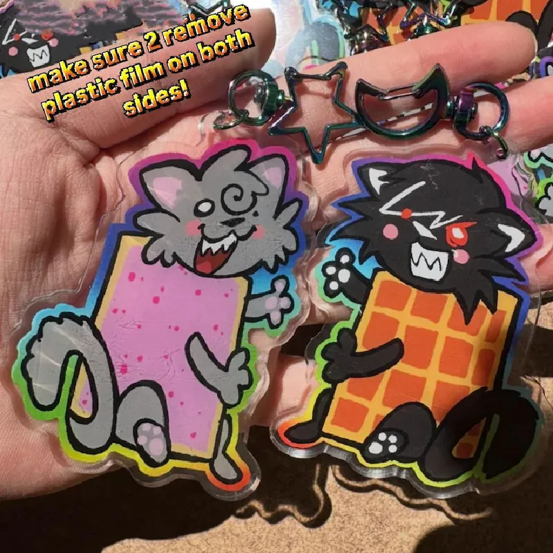 Llaveros acrílicos de NYAN cat/TAC nayn, colgante de personaje de videojuego de dibujos animados