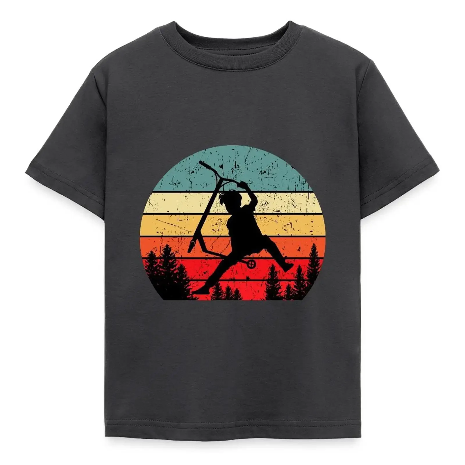Spreadshirt Scooter Stunt Freestyle Children's T Shirt vintage Washed homme graphic fashion Breathable Unisex Soft Casual