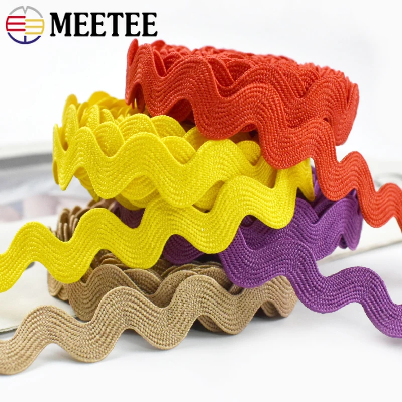 

5/10/20M Meetee 8mm Colorful Lace Ribbon for Sewing Wave Edge Webbing Clothing Hat Decorative Laces Band DIY Garment Accessories