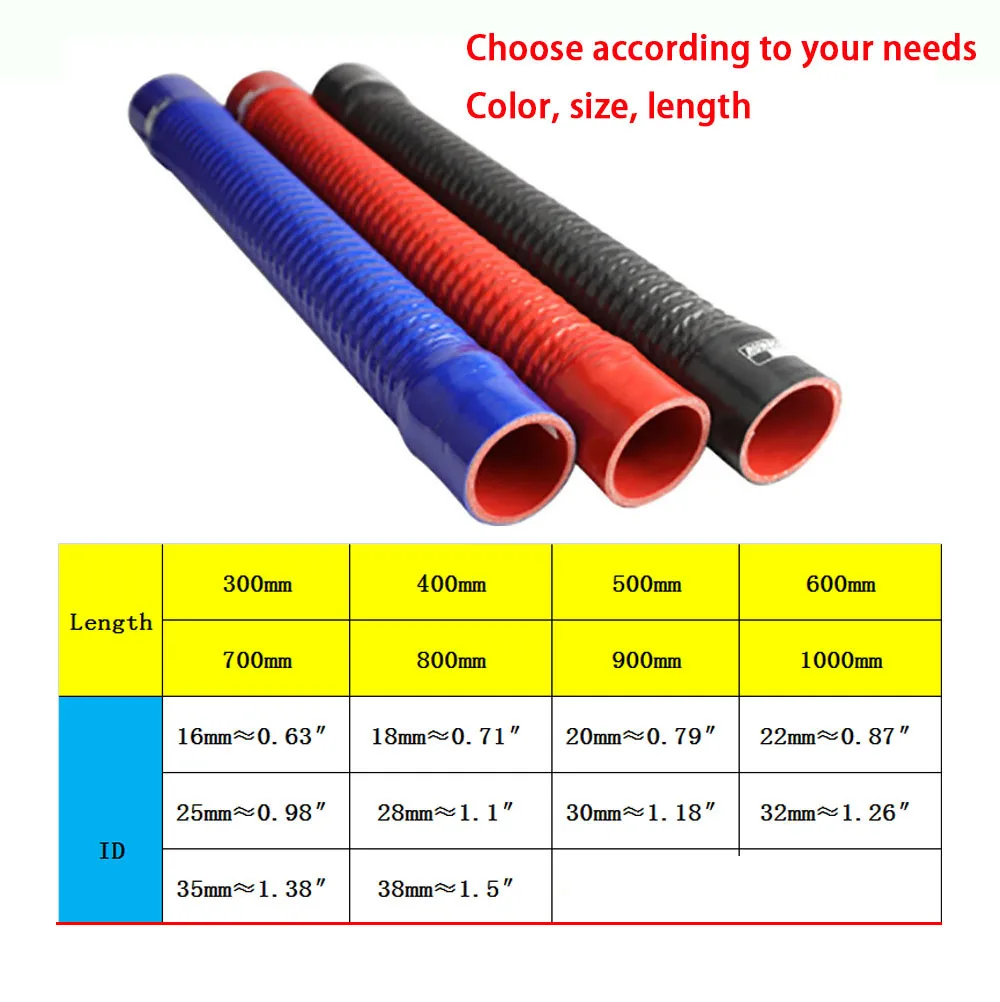 Red blue black silicone hose intercooler radiator pipe intake high temperature rubber joint steel wire corrugated pipe ID16-38mm