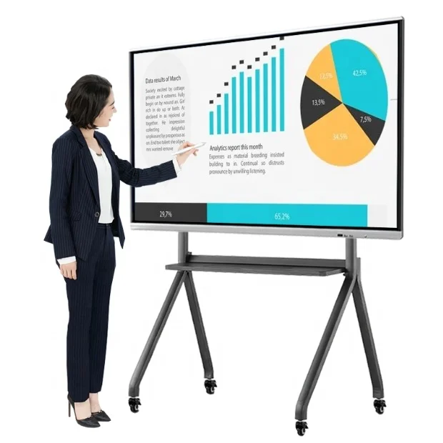 55 65 75 85 86 100 110 Inch HD Smart Board with 4k Display Interactive Smart Board for Conference Room, Provide Multi-Touch
