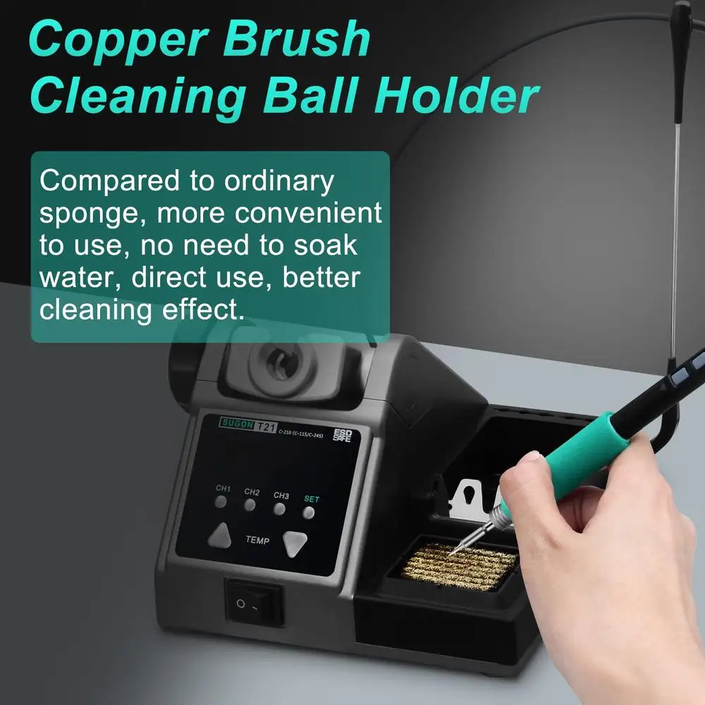 Digital Soldering Iron Station 120w Fast Heat 716℉ 245 Iron Tip Memory Storage Sleep Mode Copper Brush Cleaning Quick Change