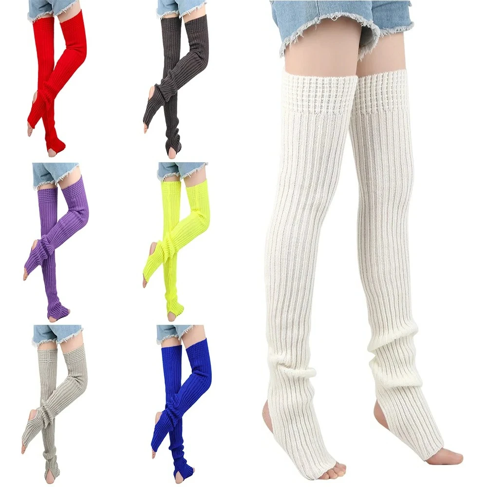 

Women Leg Warmers Winter Girl Female Leg Cover For Gym Fitness Knitted Sock Dance Ballet Yoga Loose Socks Long Stocking 80 cm