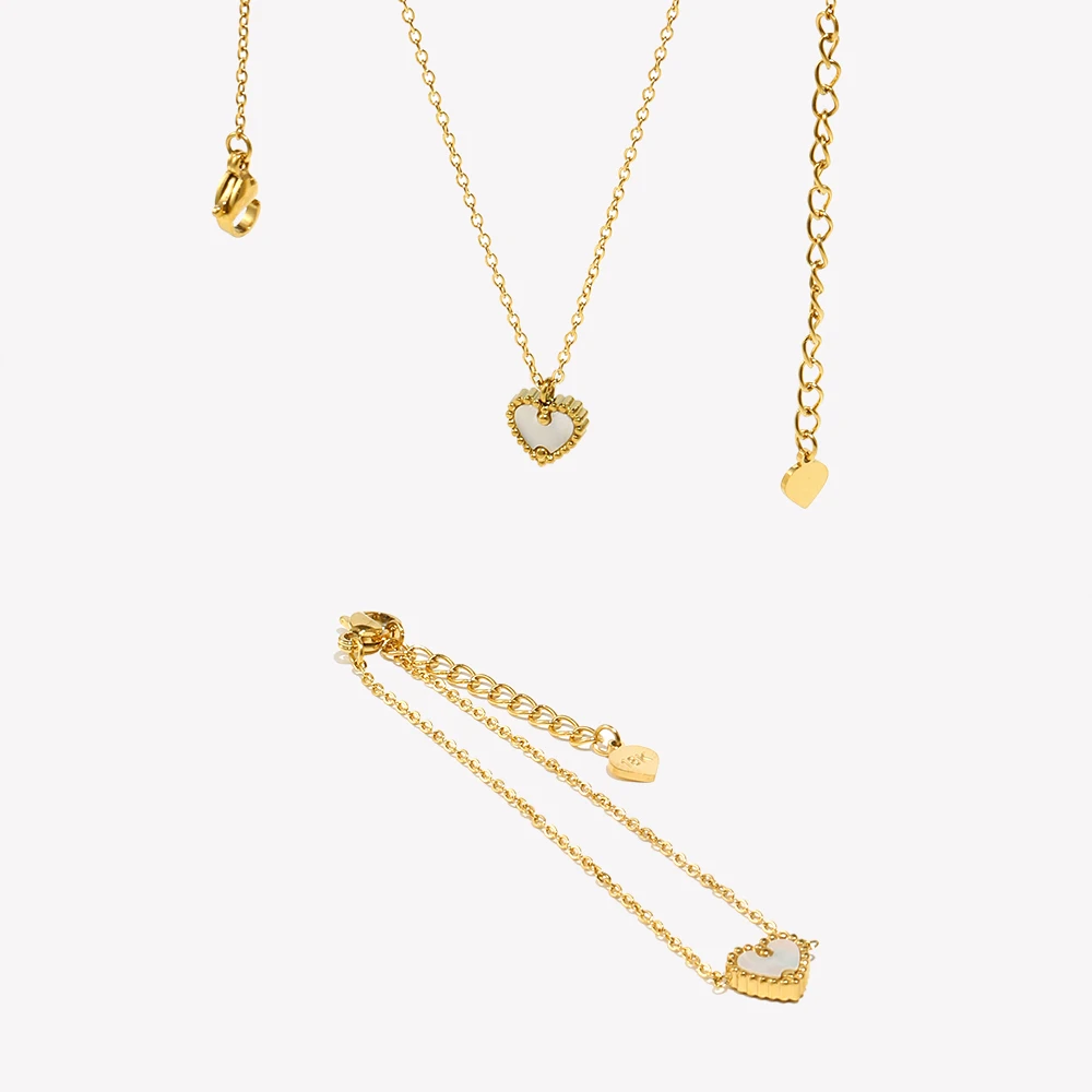E.B.belle Single Shell Love Bracelet Necklace Set