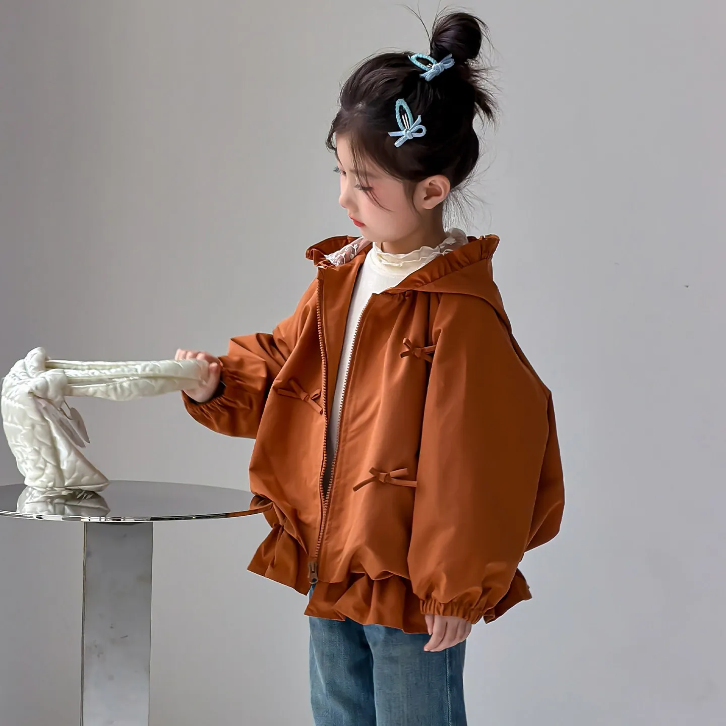 Girls' Outerwear Western Style Beautiful Autumn Top for Young Girls 2026 New Unique and Beautiful Hooded Autumn Outfit