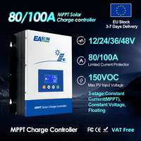 EASUN 80A/100A MPPT Solar Charge Controller 12V/24V/36V/48V Battery Charger Max 150V Back-light LCD Solar Regulator BTS Function