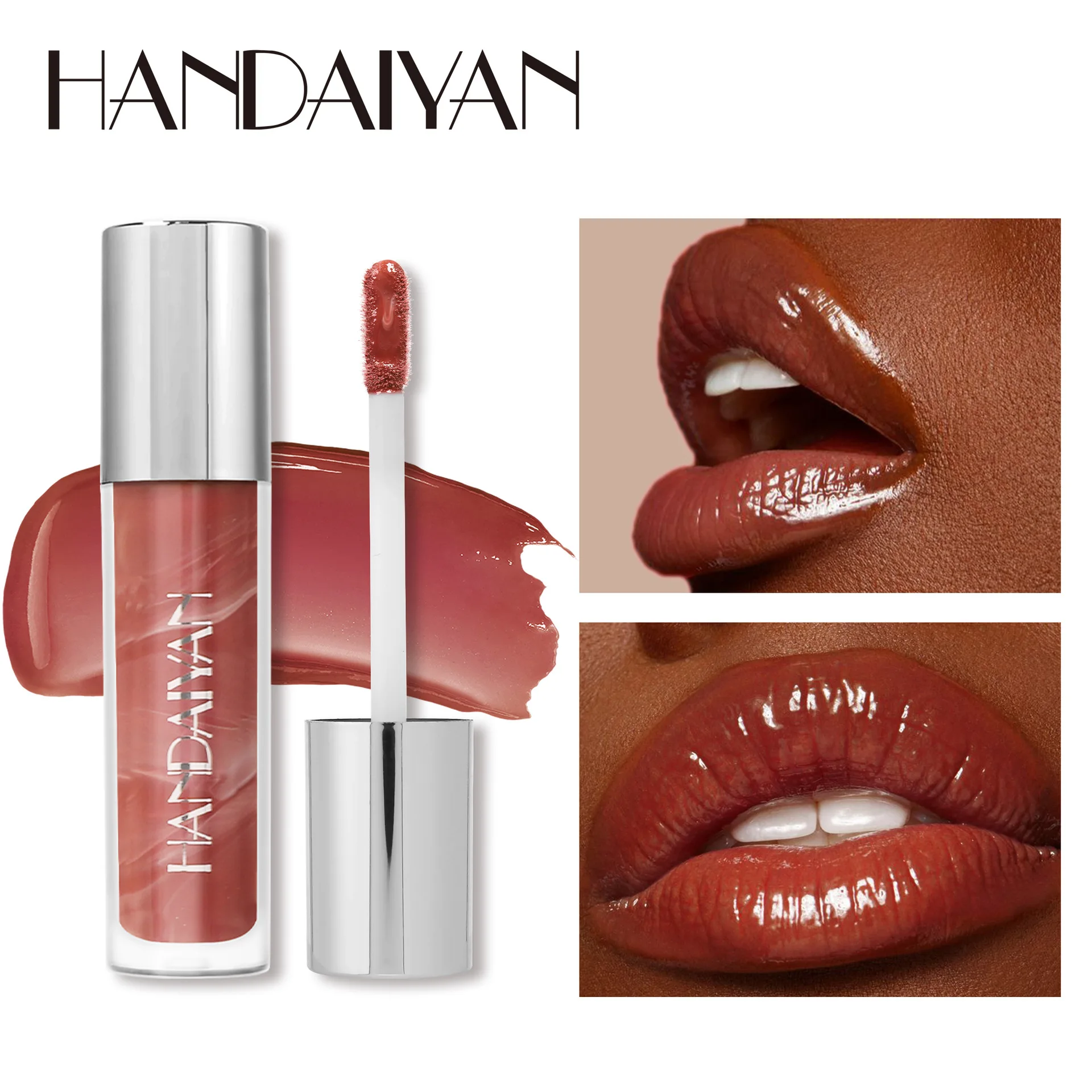 HANDAIYAN 6 Color Marble Texture Lip Gloss Long-lasting Moisturizing Lipstick Liquid Hydrating Lip Gloss Lip Balm Cosmetics