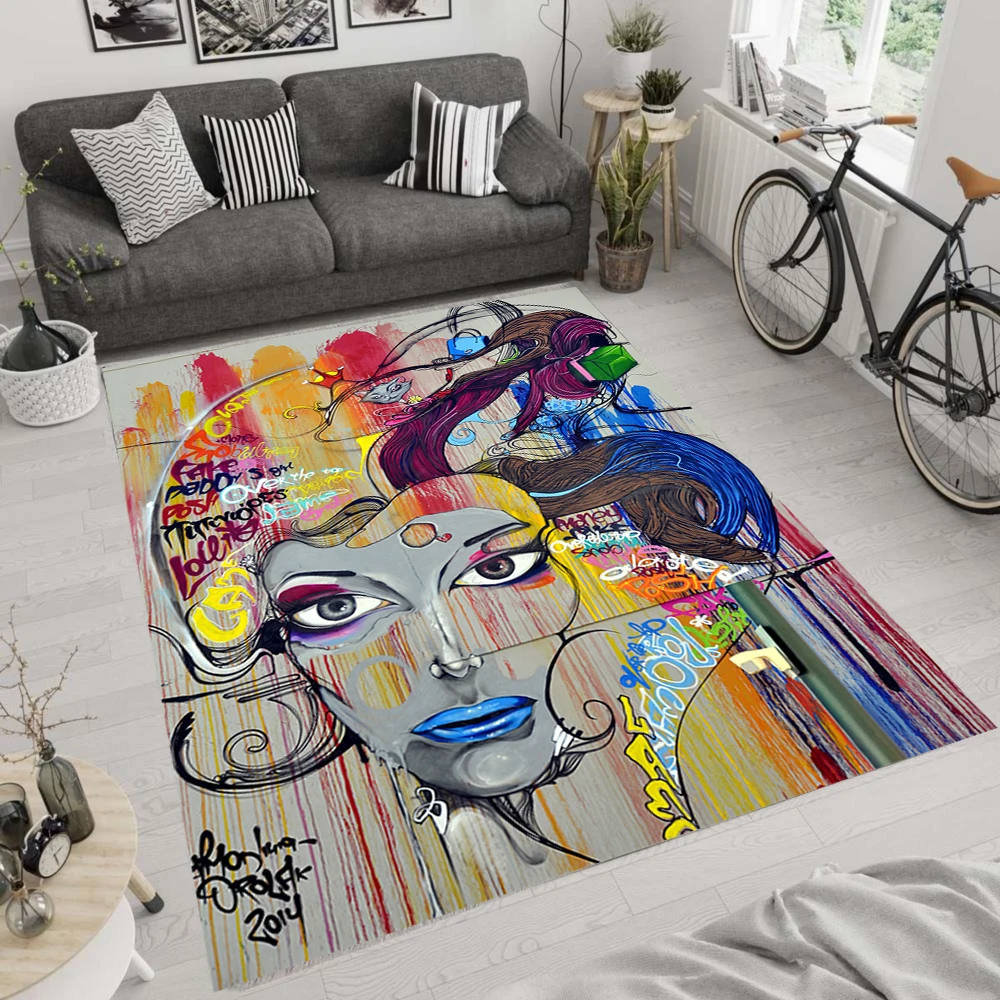 

Graffiti Wall Art Rug For Living Room, Fan , Area Rugs, Popular Carpet, Personalized Gift, themed Rug, Home Decor,Rug