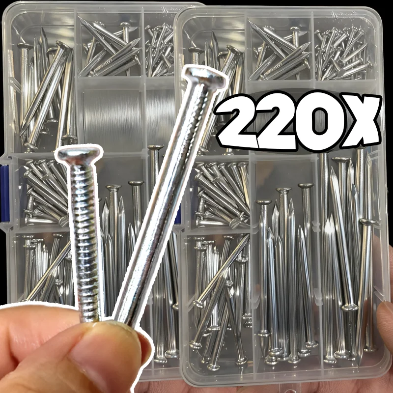 

78/220pcs DIY Nails Galvanized Steel Reliable Easy Installation Concrete Sturdy RustProof Brick Repair Simple Furnitures Nails