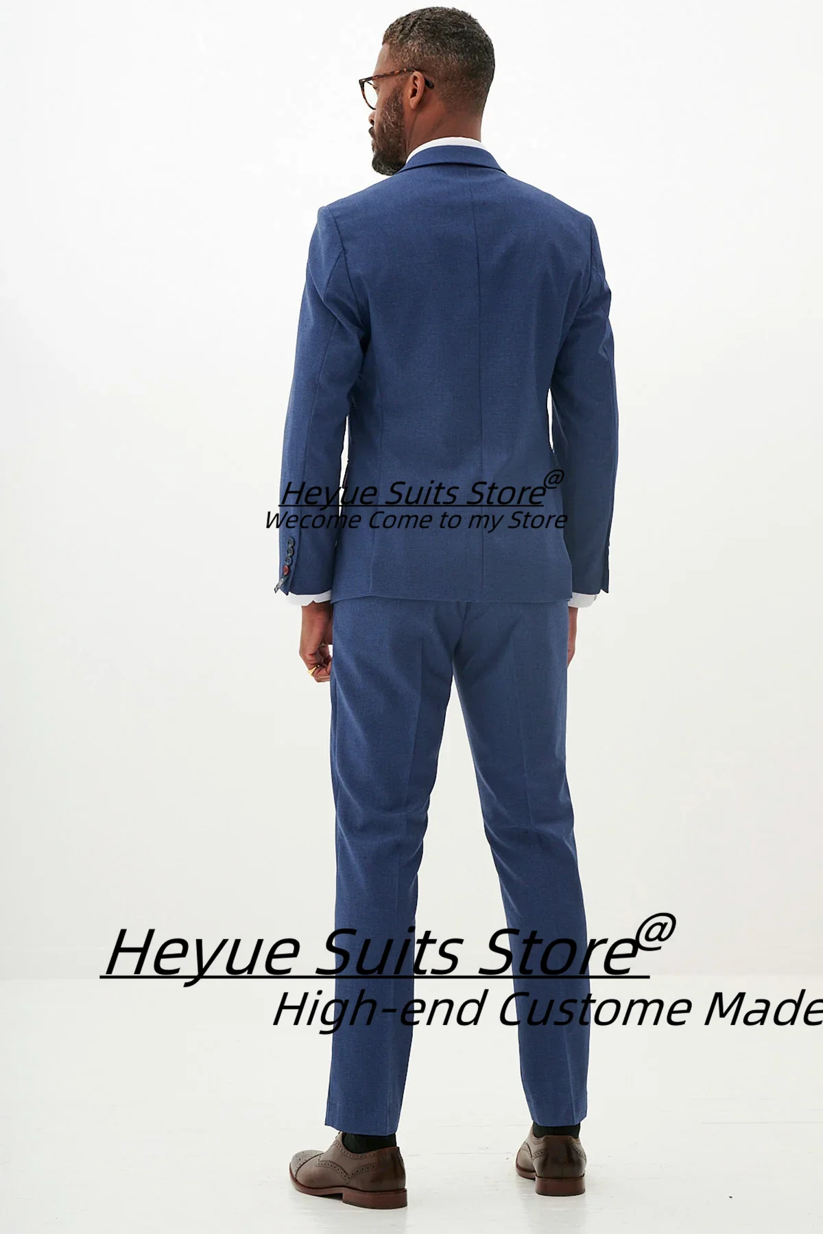 Business Blue Men Suits Tailor Made Slim Fit Notched Lapel Groom Prom Tuxedos 3 Pieces Sets Elegant Male Blazers Custome Homme
