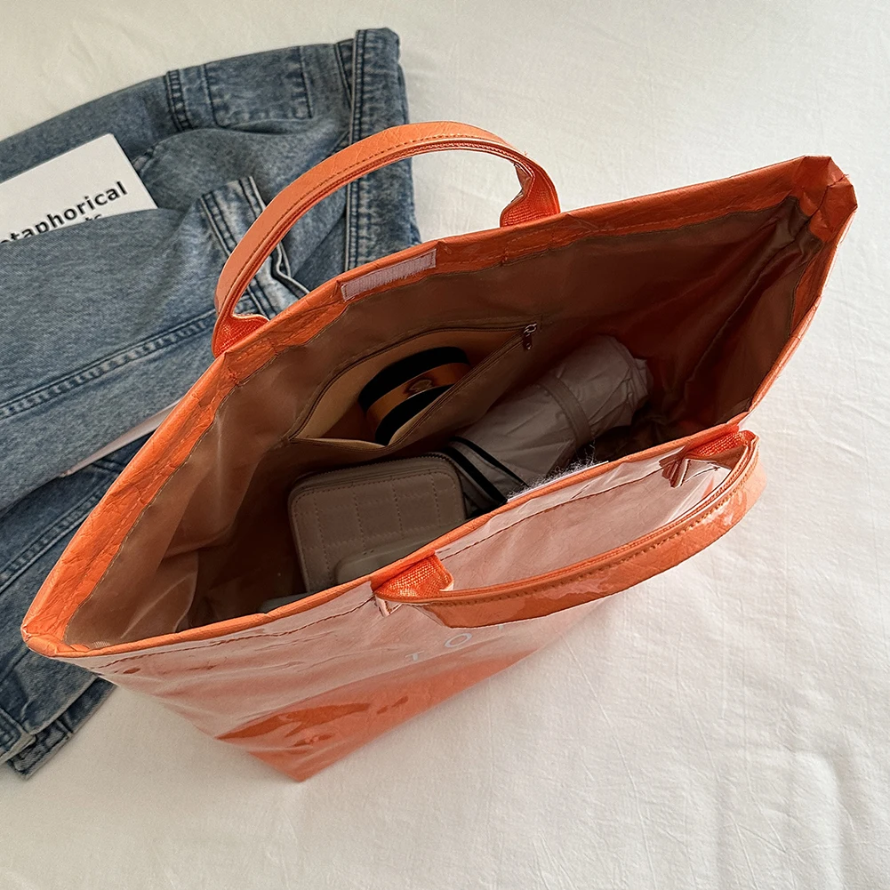 حقيبة بمقبض علوي للنساء والرجال بلون سادة حقيبة يد عصرية كبيرة كلاسيكية حقيبة يد للتسوق اليومي حقيبة يد ذات سعة عالية