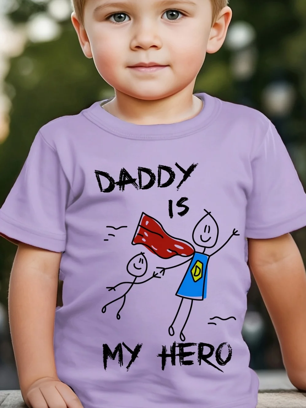 Children's Clothing Cartoon Print Saying Daddy Is My Hero Cute and Comfortable Everyday Outdoor Father's Day 2026 Kids Clothes