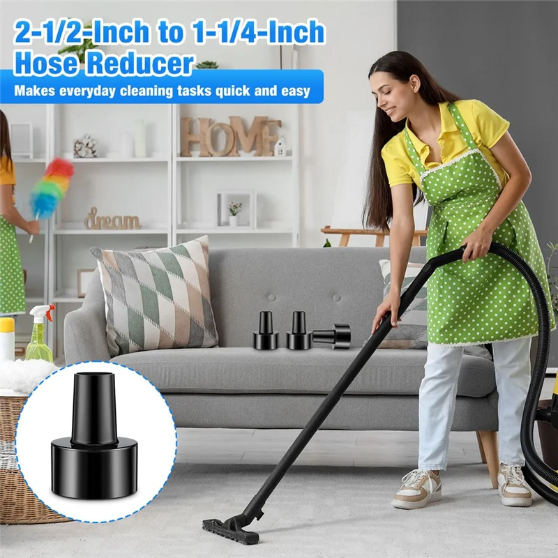 

TKOH-5Pcs WS25011A Универсальные адаптеры для вакуумных шлангов от 2-1/2 до 1-1/4 дюйма, адаптер для сухого и влажного пылесоса, адаптер для пылесоса
