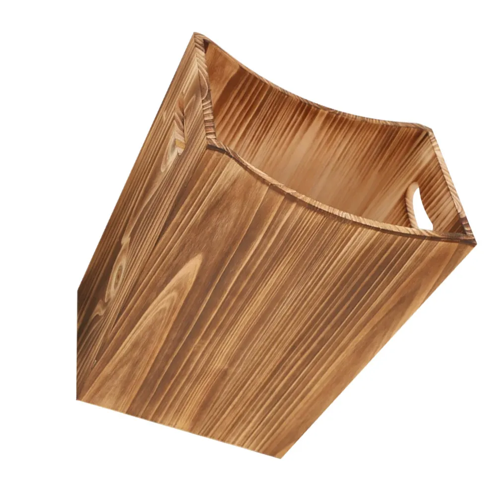 

Rustic Wooden Trash Can with Handles Rectangular Laundry Basket for Bathroom Bedroom Office Farmhouse Garbage Bin