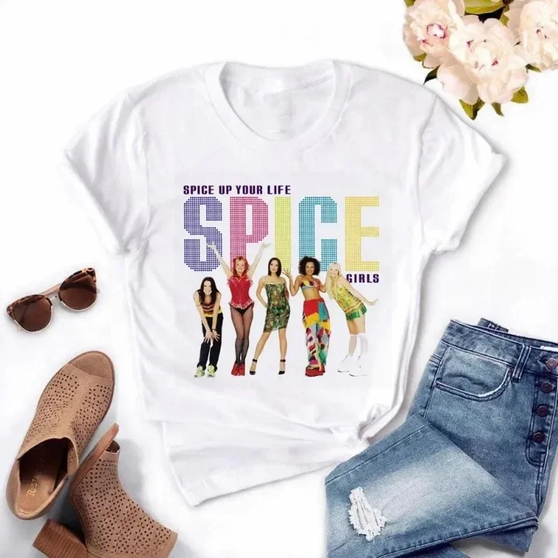 Spice Girls T-shirt Women\'s Cartoon Cotton T-shirt Short Sleeve Fashion Girls T-shirt Summer Printed Tops T-shirt Clothes Women