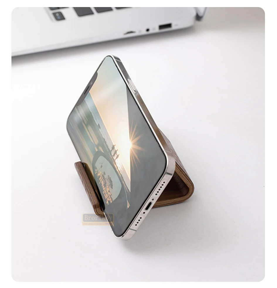 

Многофункциональная подставка для телефона из массива дерева, держатель для визиток, креативный декор для дома и офиса, 1 шт.