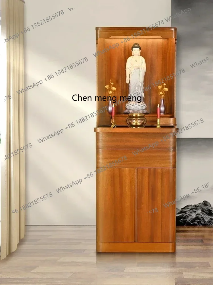 

Buddha Shrine Clothes Closet Household Altar Teak Solid Wood Doorless Vertical Shrine Buddha Cabinet