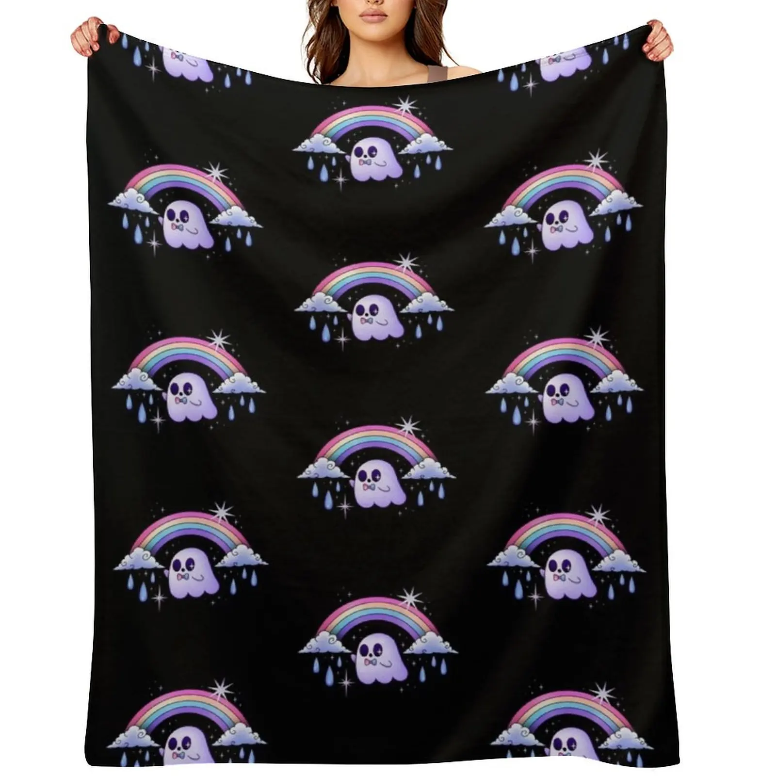 Spooky cute pride ghost Throw Blanket Travel Flannels Beautifuls Warm Blankets