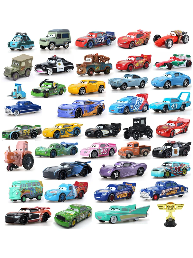 Disney-Mini voiture de course Pixar Cars 2, jouet Rains Mcqueen, 1, 3 casques de jeu, collection de coureurs, modèle en métal moulé sous pression, cadeau pour enfants, original
