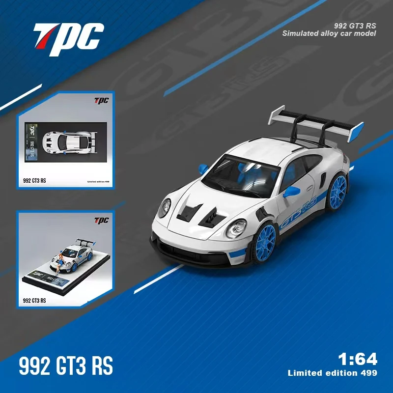 

TPC 1:64 Игрушечная модель автомобиля 911 992 GT3 RS из сплава, литой под давлением спортивный автомобиль, синий, белый