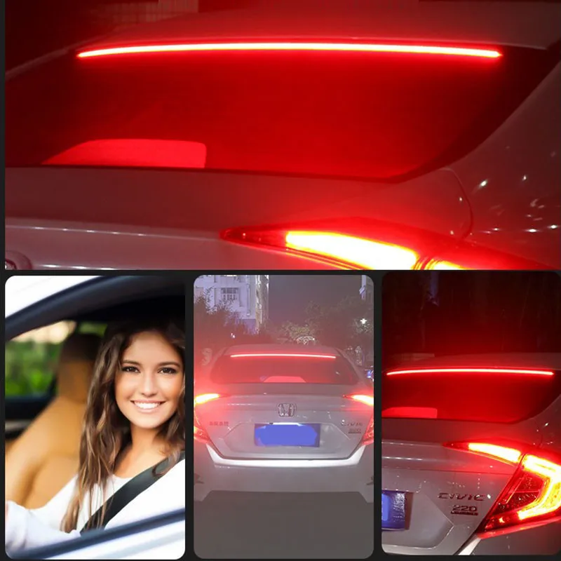 90/100cm Car High-Mount Brake Light Strip with Turn Signal and Driving Light, Universal Flexible LED Decorative Flow Light