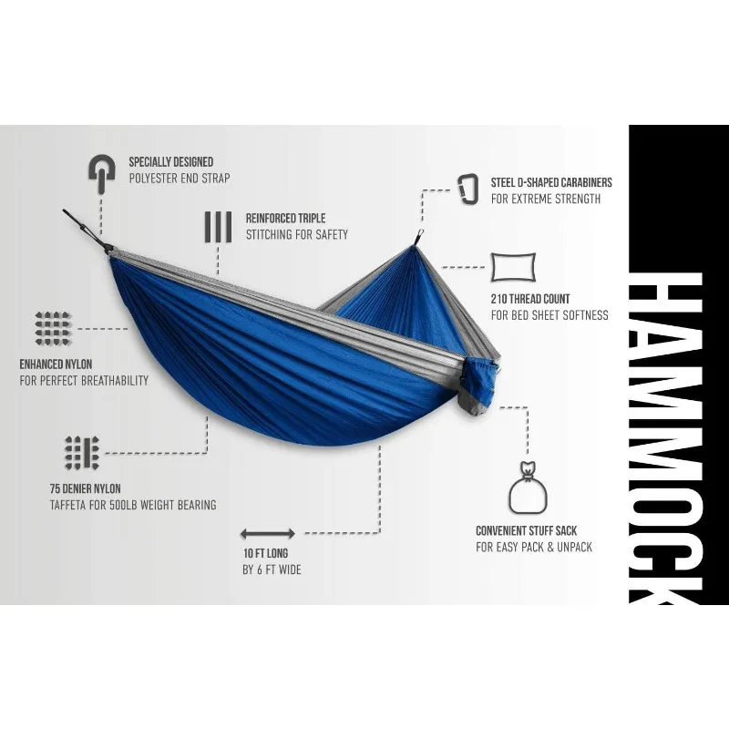 Tree Hammocks, Portable for Travel/Backpacking/Beach/Backyard,Tree Straps and Attached Carry Bag